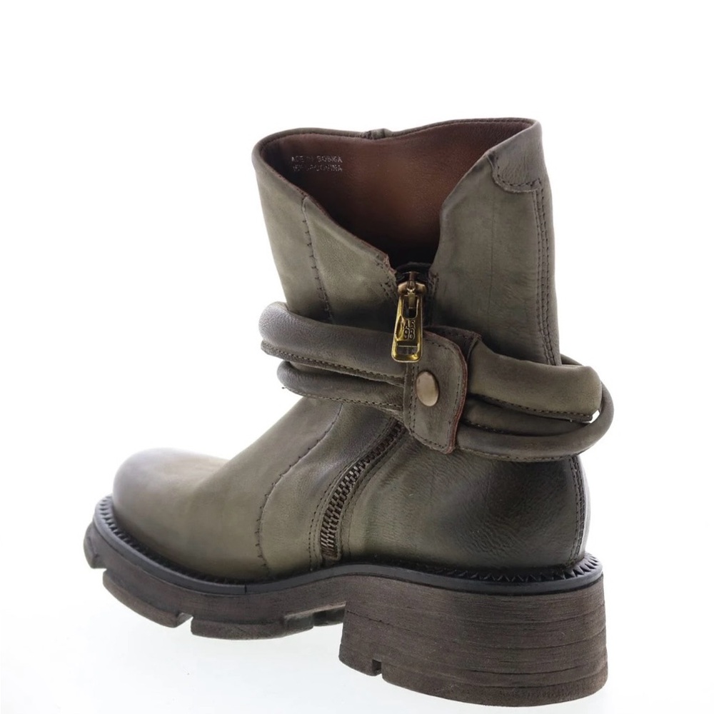 A.S.98 Linder Distressed Green Ankle Boots - Picture 2 of 9